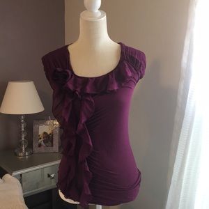 Purple shell tank with ruffles